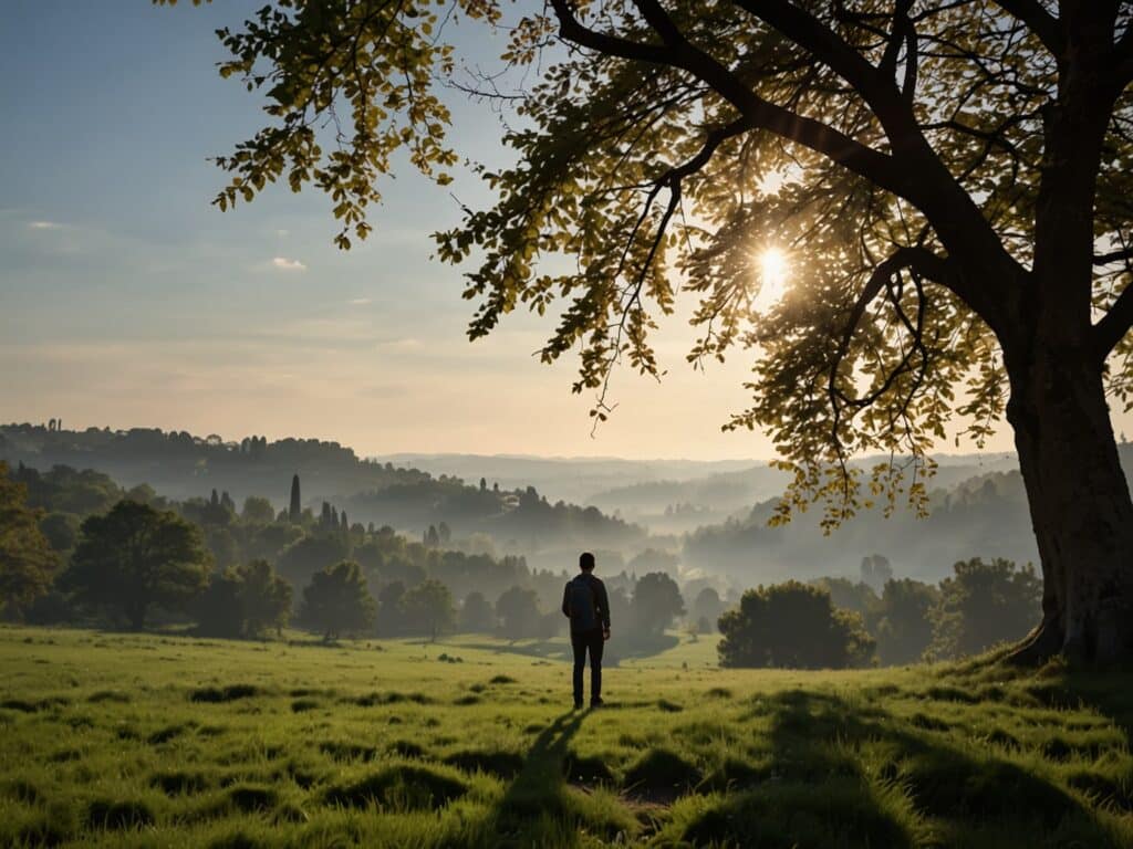 personne contemplant paysage